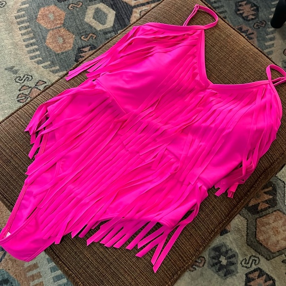 Beautiful Neon Pink Full Tassel Swimsuit - Picture 2 of 6